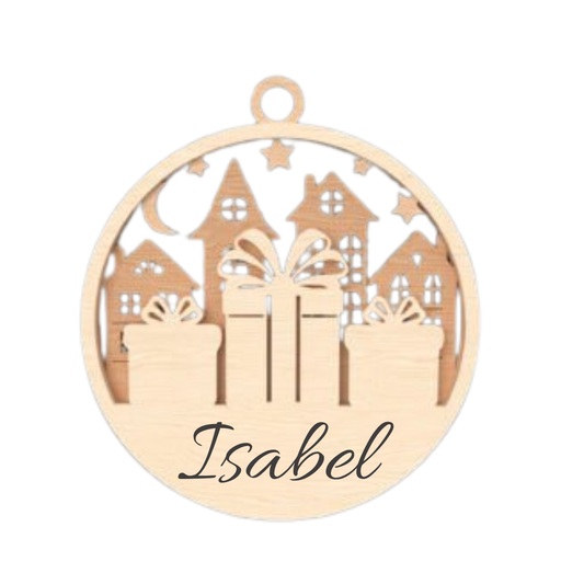 Bolas de navidad de madera efecto 3D personalizadas