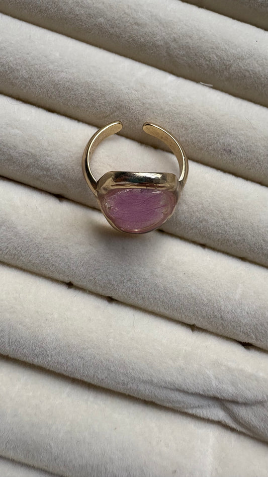 Anillo con flores preservadas encapsuladas 🌸✨- Hortensia Rosa