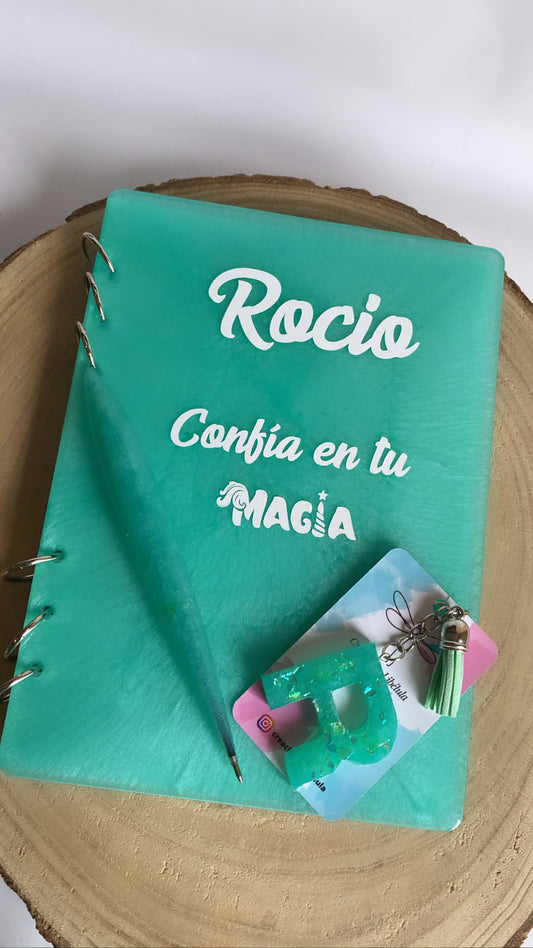 Libreta resina+ llavero+boligrafo