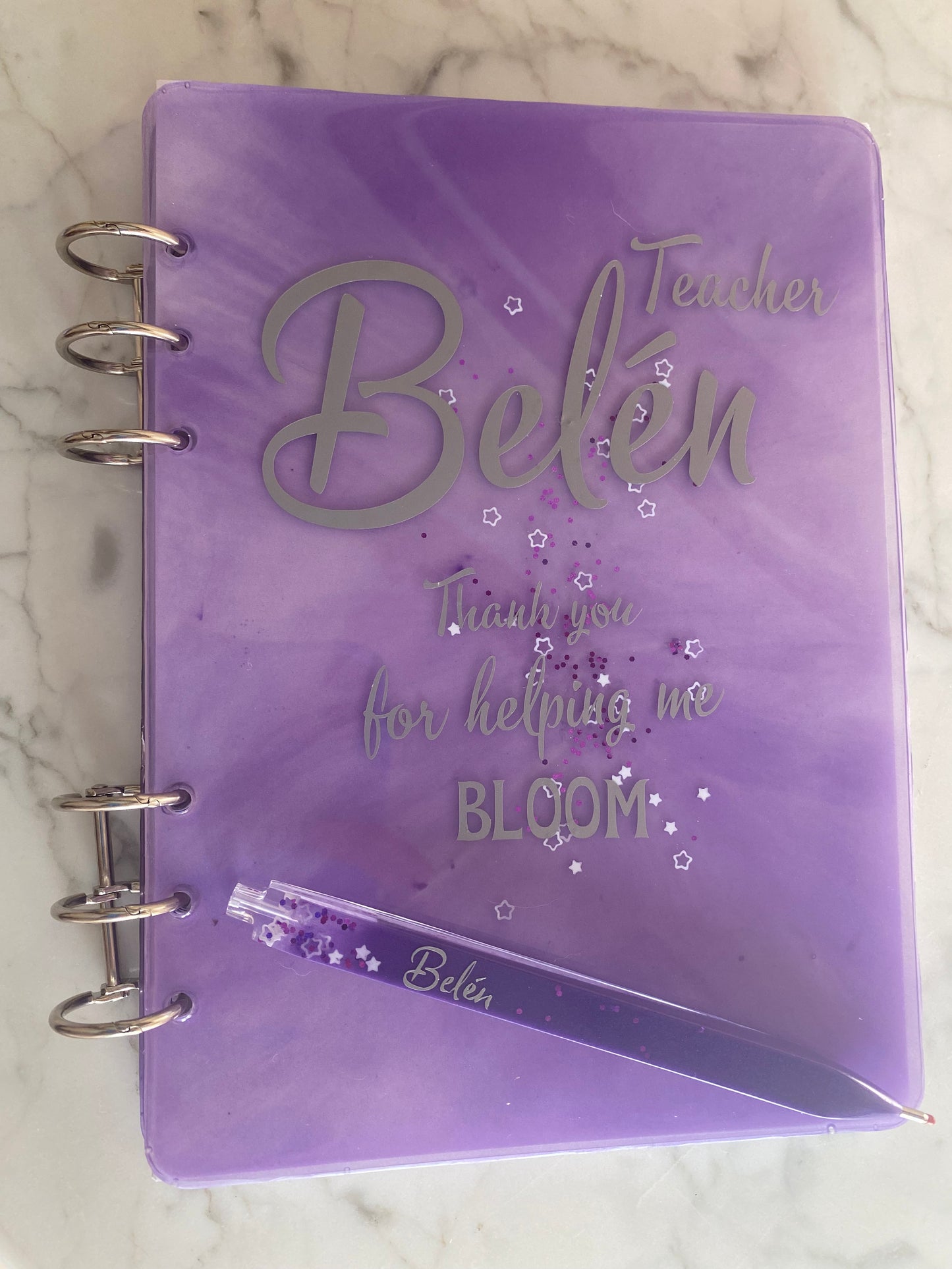 Pack libreta+ boli+ marcapáginas  resina personalizable