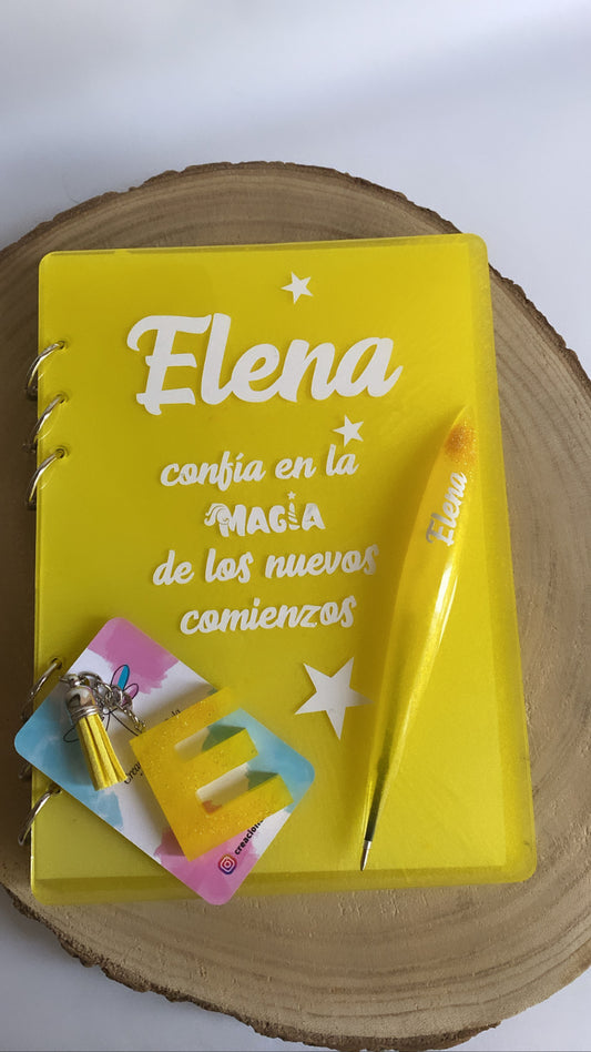 Libreta resina+ llavero+boligrafo