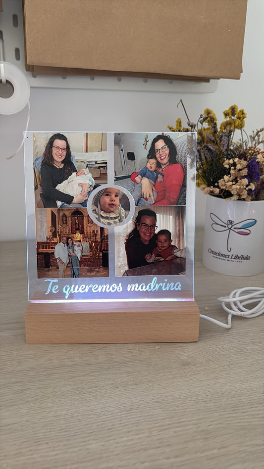 Lámpara fotos y texto