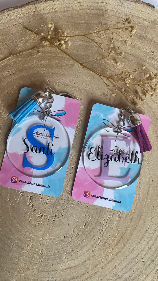 Llavero de metacrilato y resina para personalizar nombres