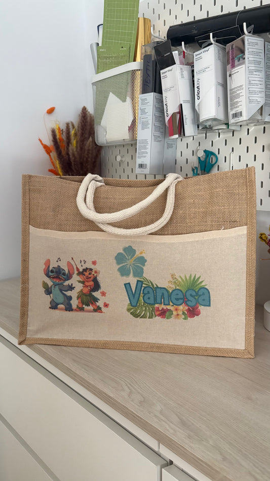 Cesta playa yute personalizable