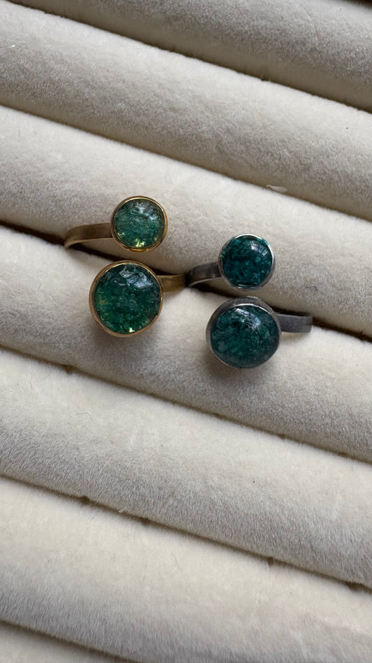 Anillo con flores preservadas encapsuladas 🌸✨- Paniculata azul