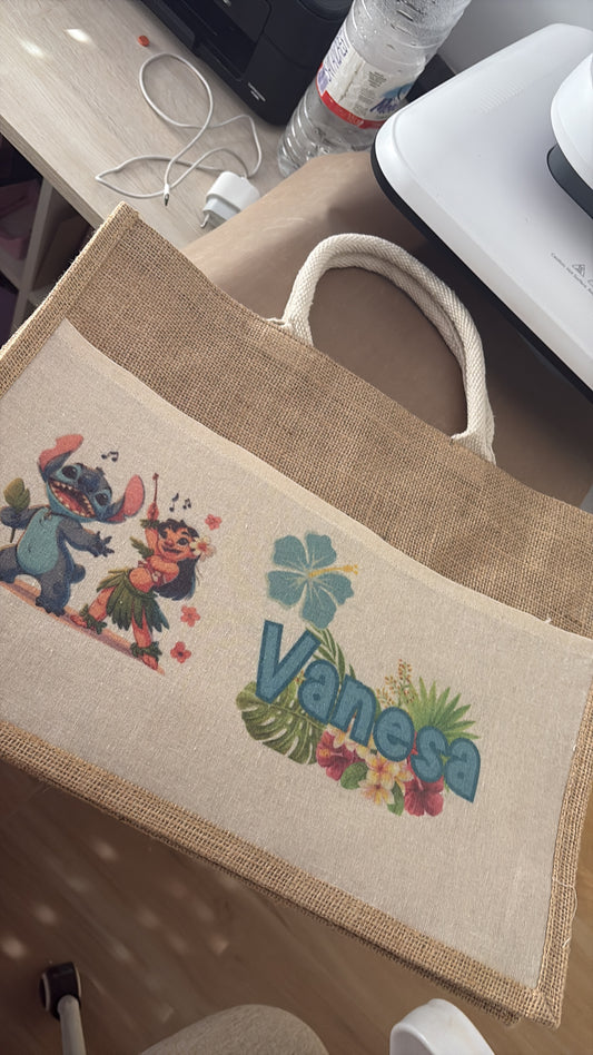 Cesta playa yute personalizable